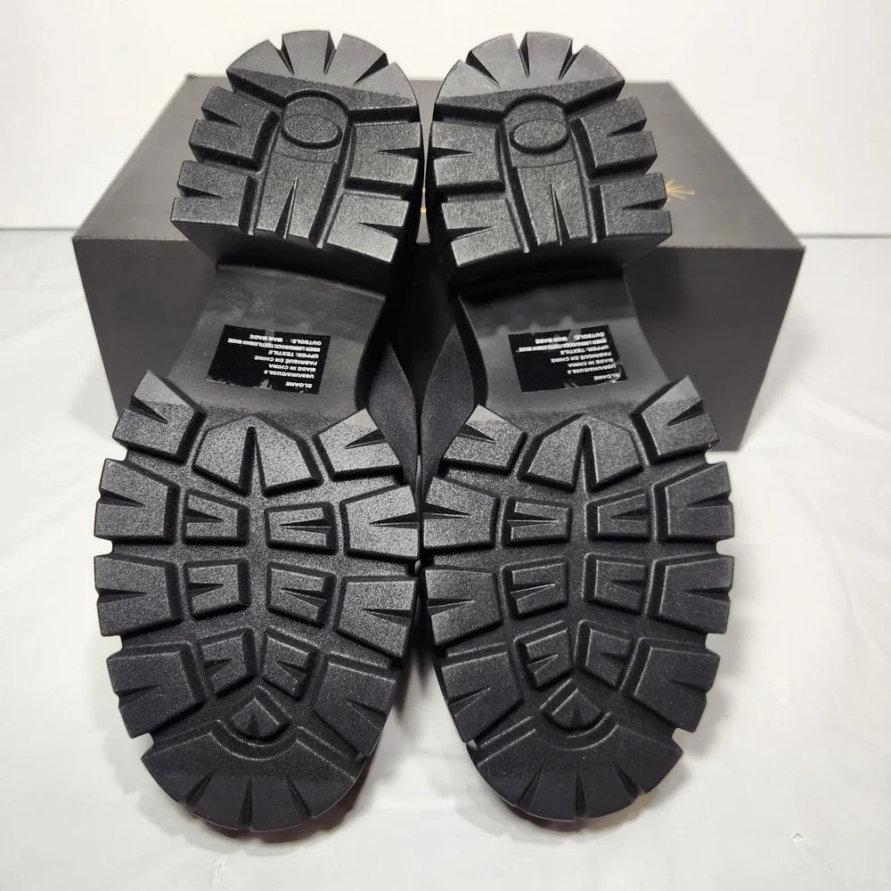 Shoe Dazzle Womens Chunky Wedge Sandal Slip On Slides Size 8.5‎ Black